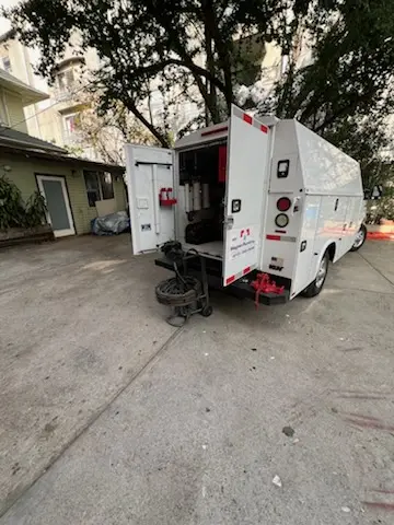 Magnet Plumbing service vehicle on-site for Water Heater Repair in Treasure Island